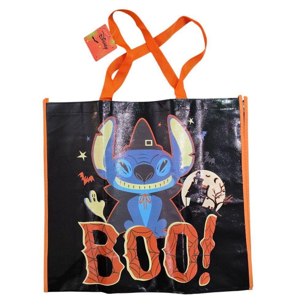 Disney Halloween Stitch "Boo!" Reusable Tote Bag 19.5"x17.5"x7.25" Orange Handle